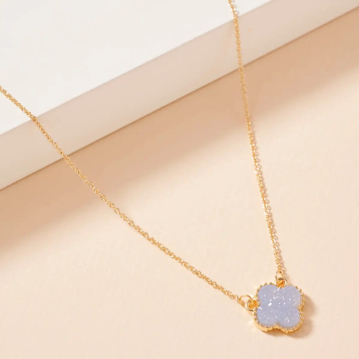 flower charm druzy necklace
