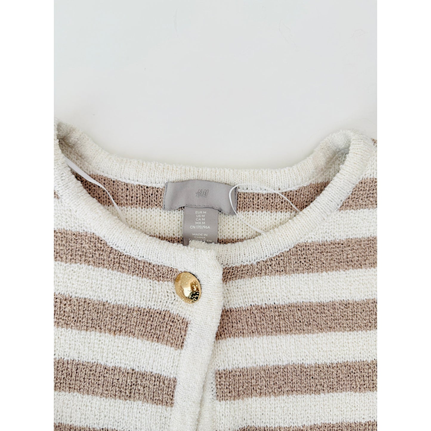 H&M tan and white striped cardigan - size medium