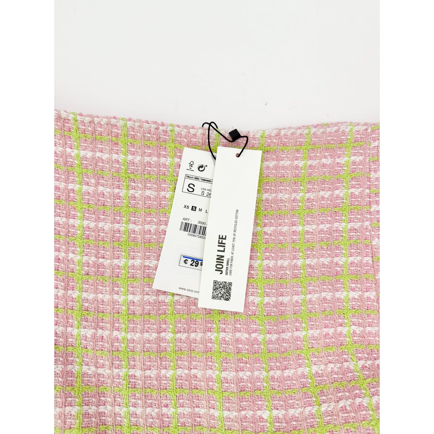 Zara tweed pink and green mini skort - size small