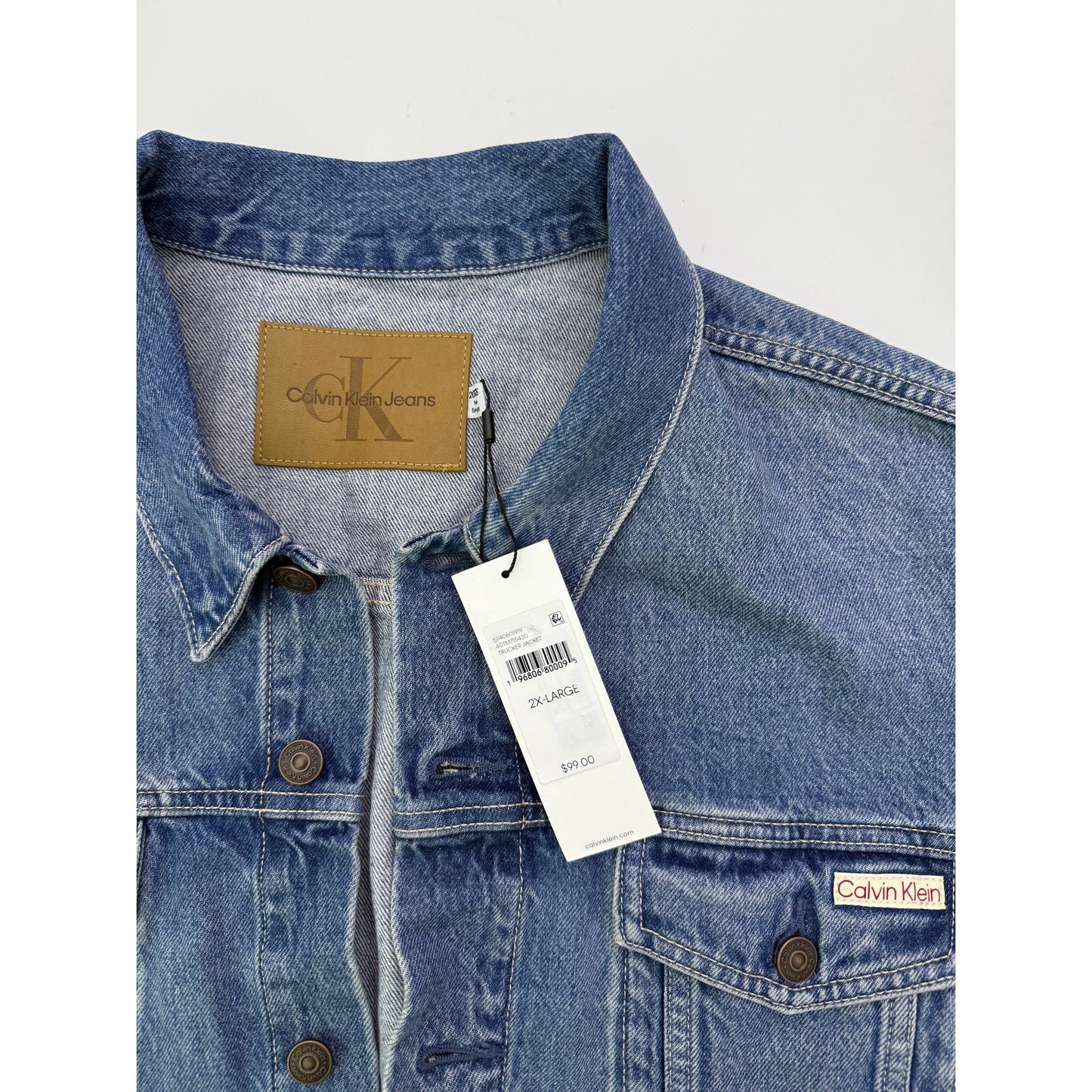 new calvin klein denim trucker jacket - size 2X