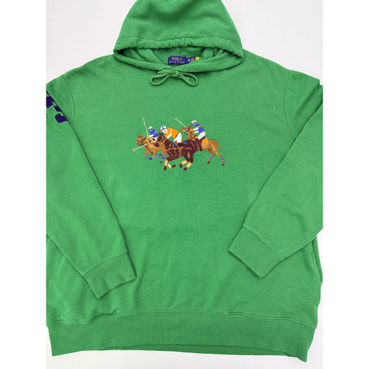 Polo Ralph Lauren green triple pony fleece hoodie - size XXL
