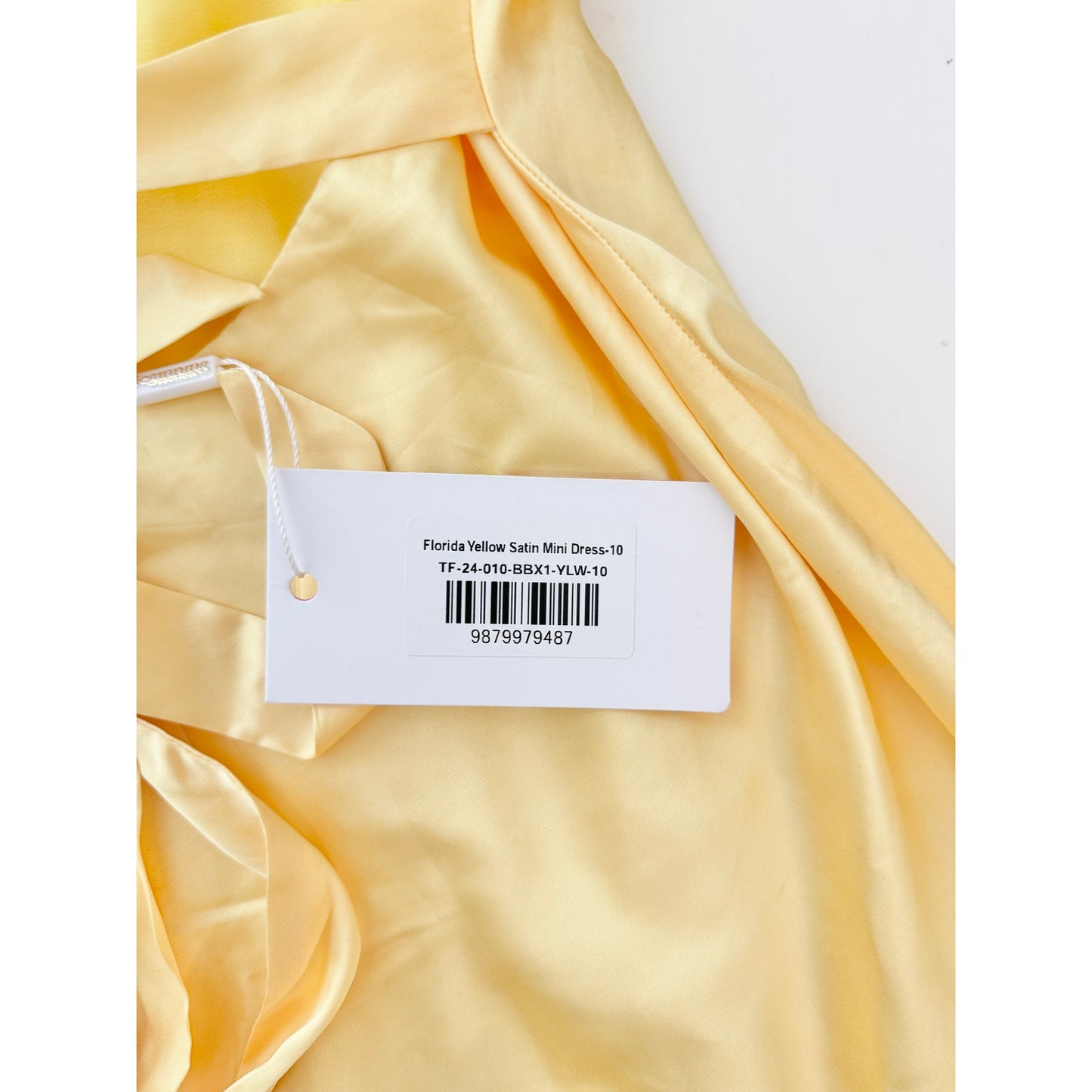 NWT beginning boutique yellow halter satin mini dress - size 6