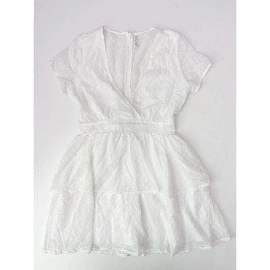 Lucy in the Sky White Tiered Mini Dress - Size Small