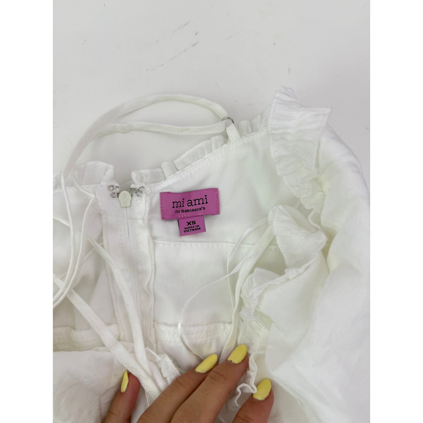 Mi Ami white ruffle mini dress - size xsmall