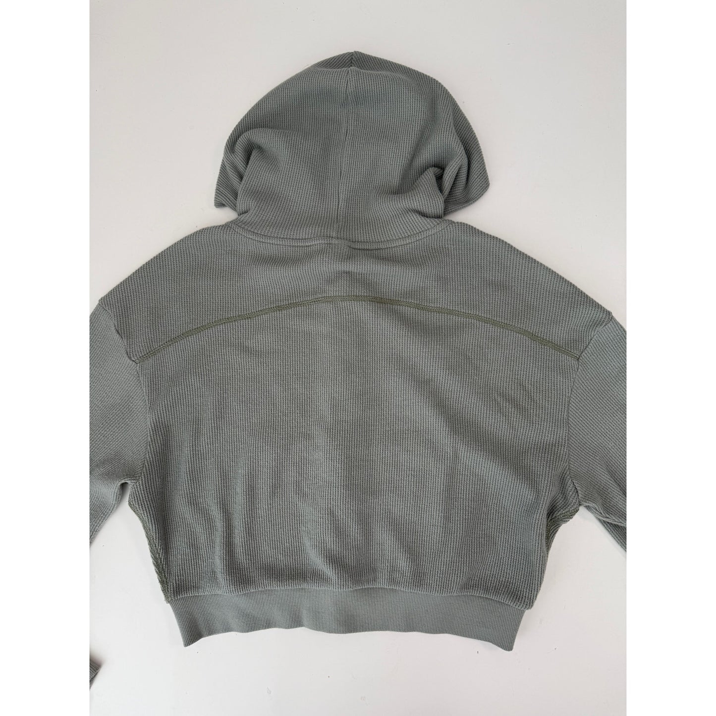 Skims sage green waffle knit cropped zip up jacket - size small