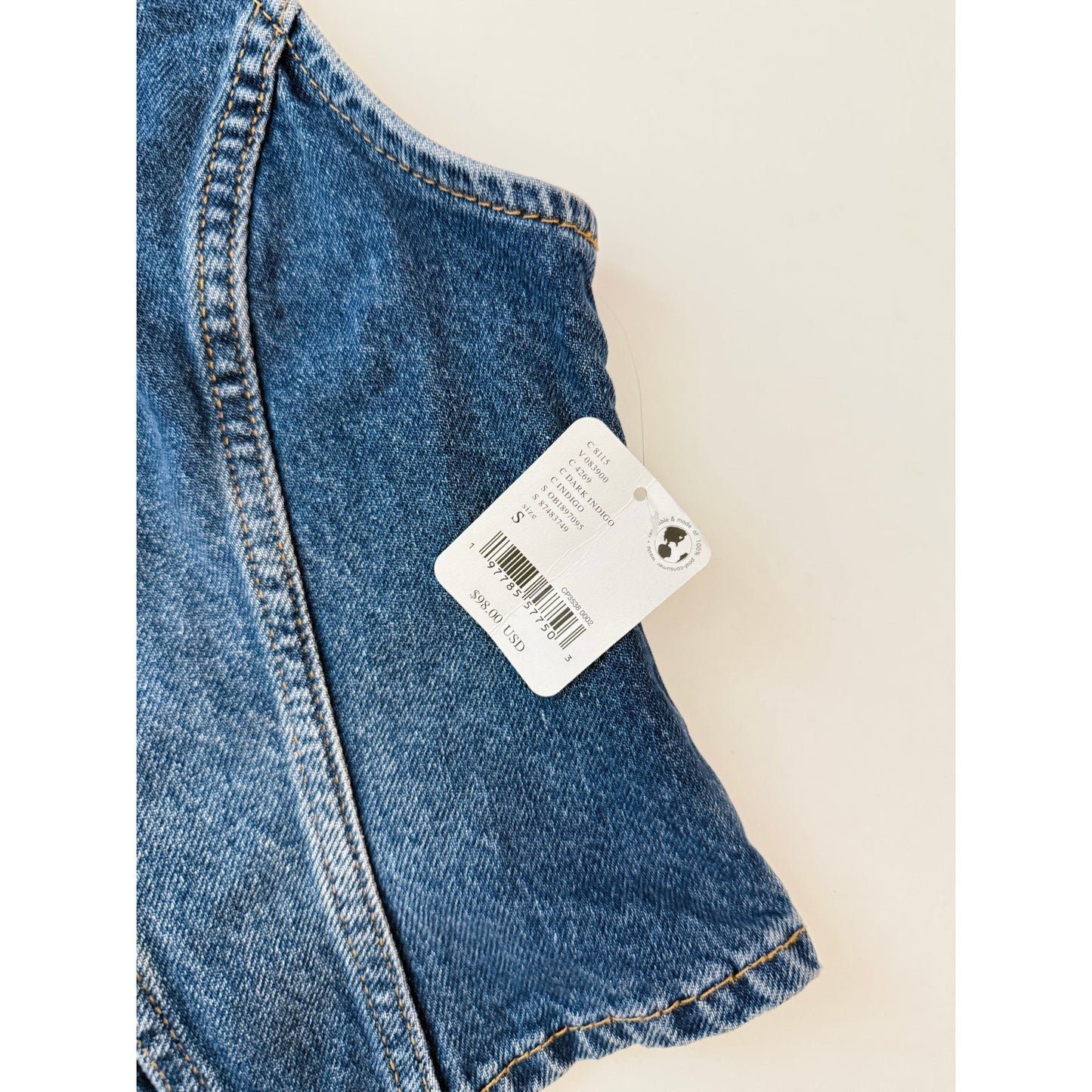 free people tate denim vest - size small