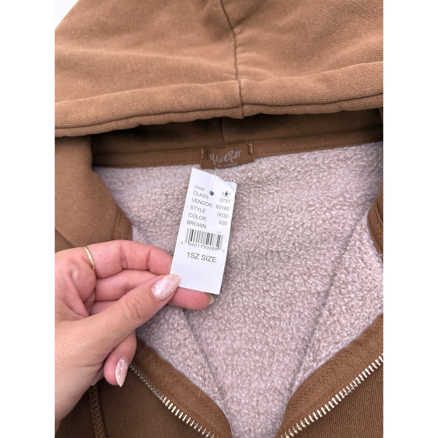 John galt brown christy oversized zip up jacket - one size