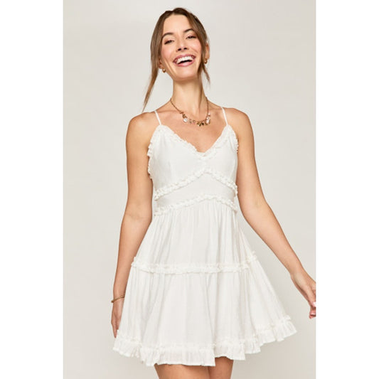 Mi Ami white ruffle mini dress - size xsmall