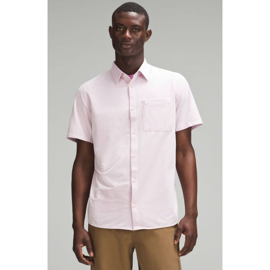 Lululemon Men's pink peony airing ease short sleeve - size medium
