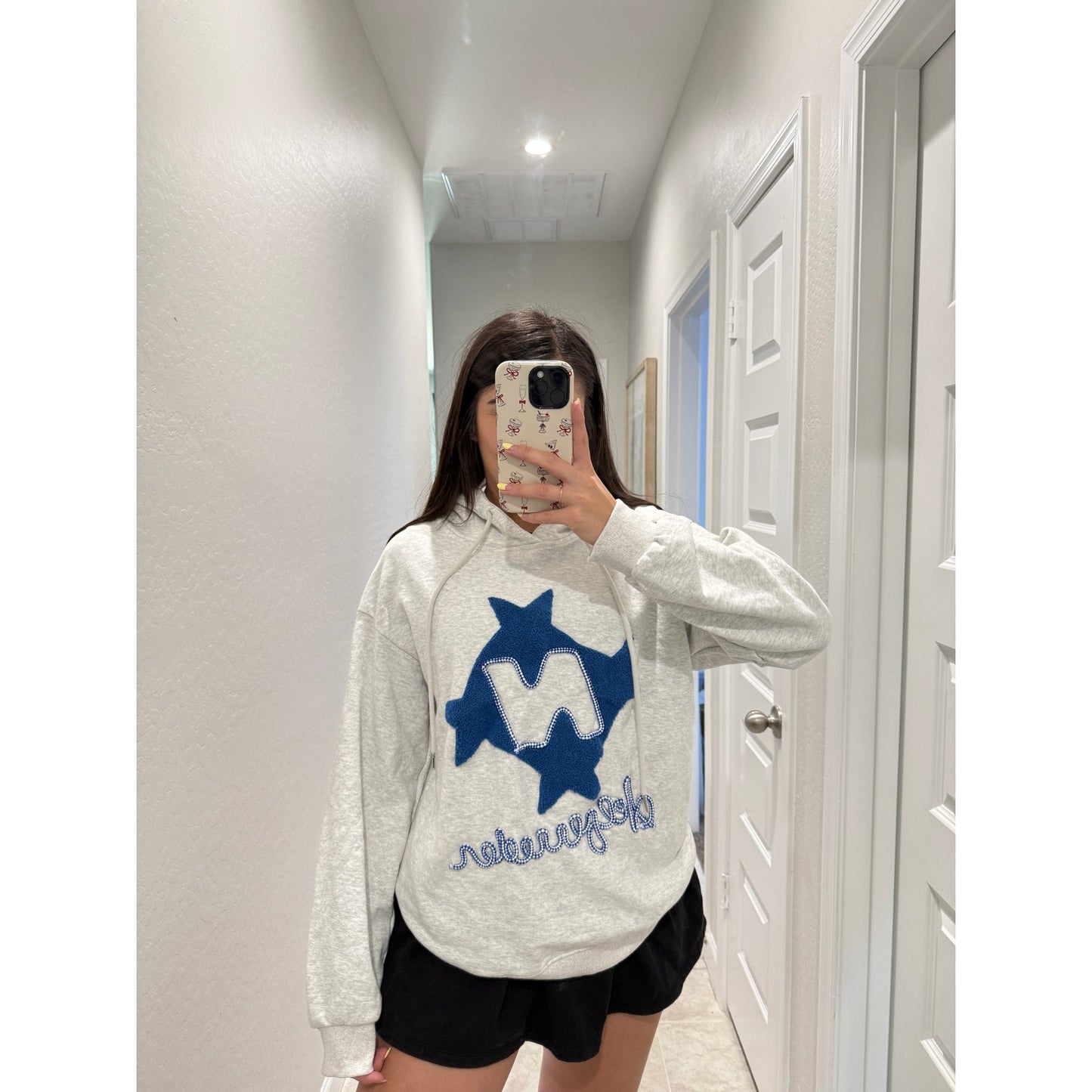 Aelfric Eden blue embroidered hoodie - size small