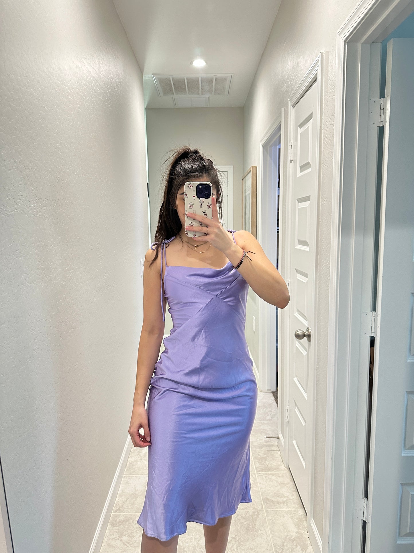hello molly purple satin maxi dress (size 4)