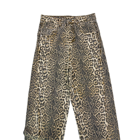 Cheetah print wide leg jeans - size small