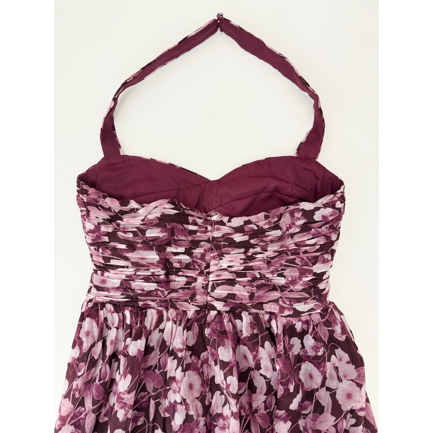Lulu's burgundy floral pleated maxi dress - size small