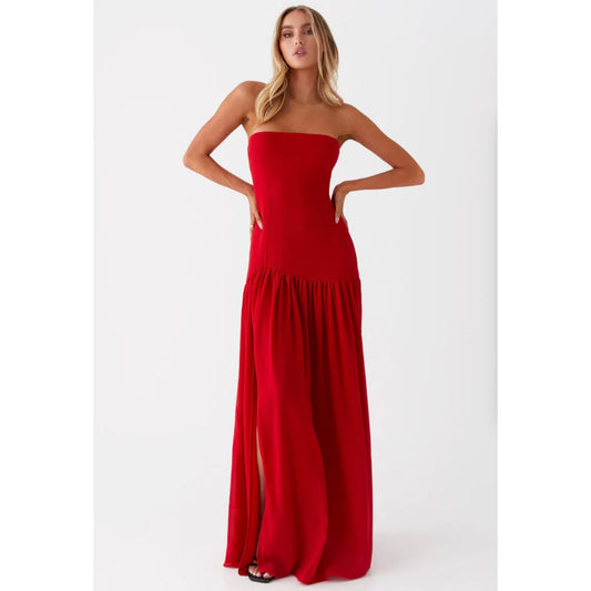 Peppermayo red eden strapless maxi dress - size 4