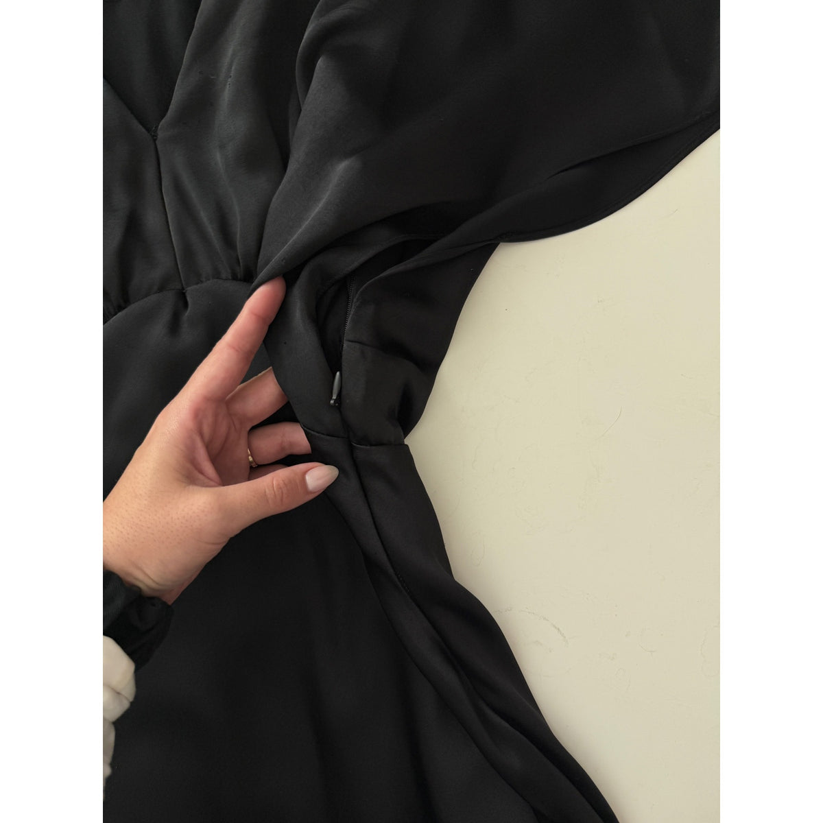BHLDN Amelia Deep-V Flutter-Sleeve Satin A-Line Gown - size small