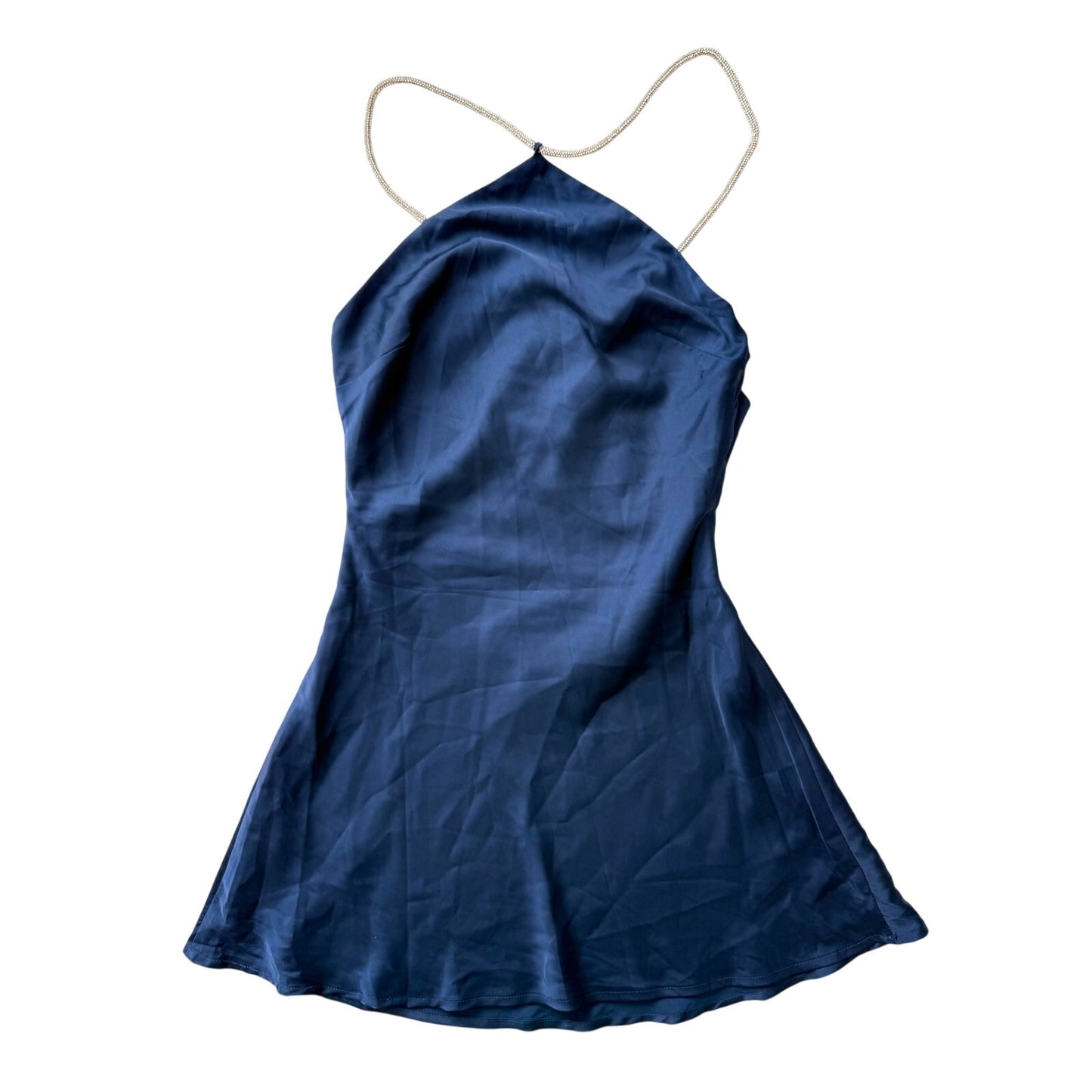 Babyboo navy rhinestone halter mini dress - size small