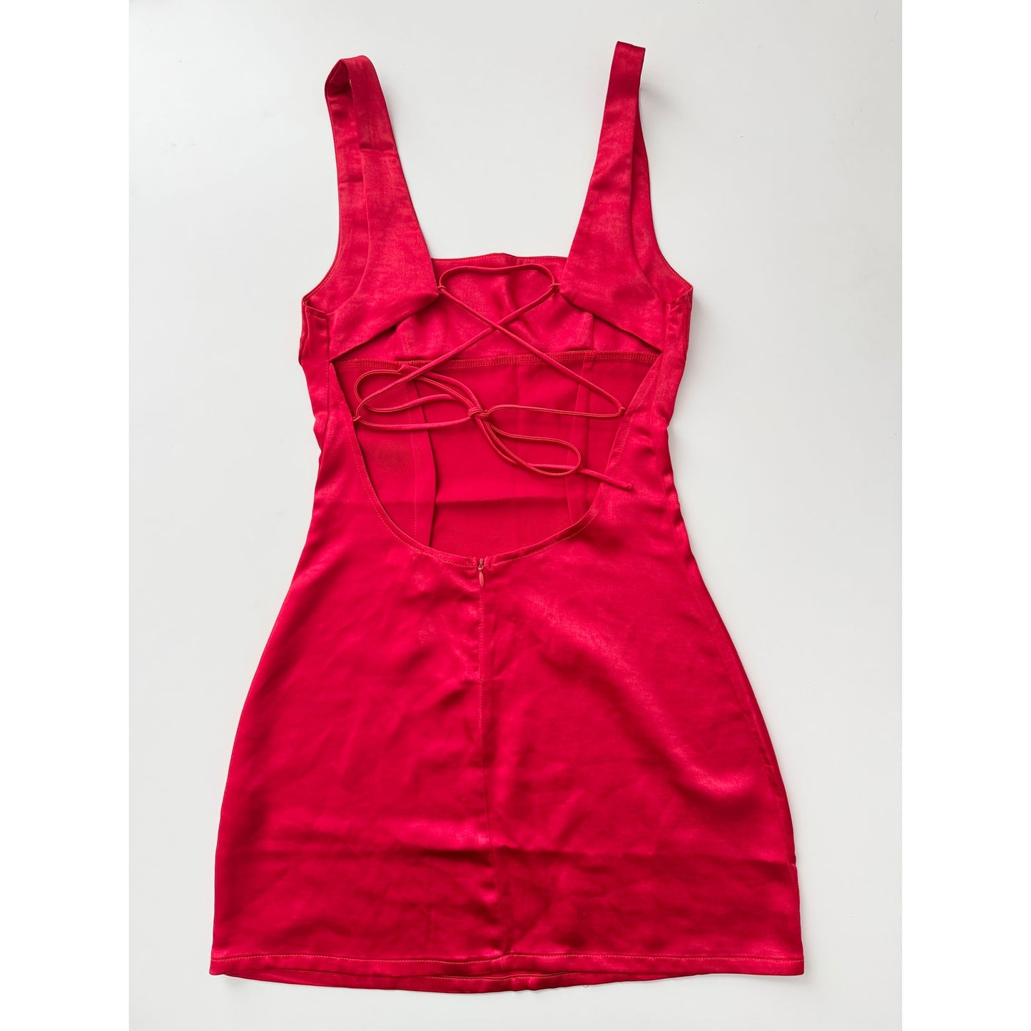 Princess polly red satin squareneck mini dress - size 4