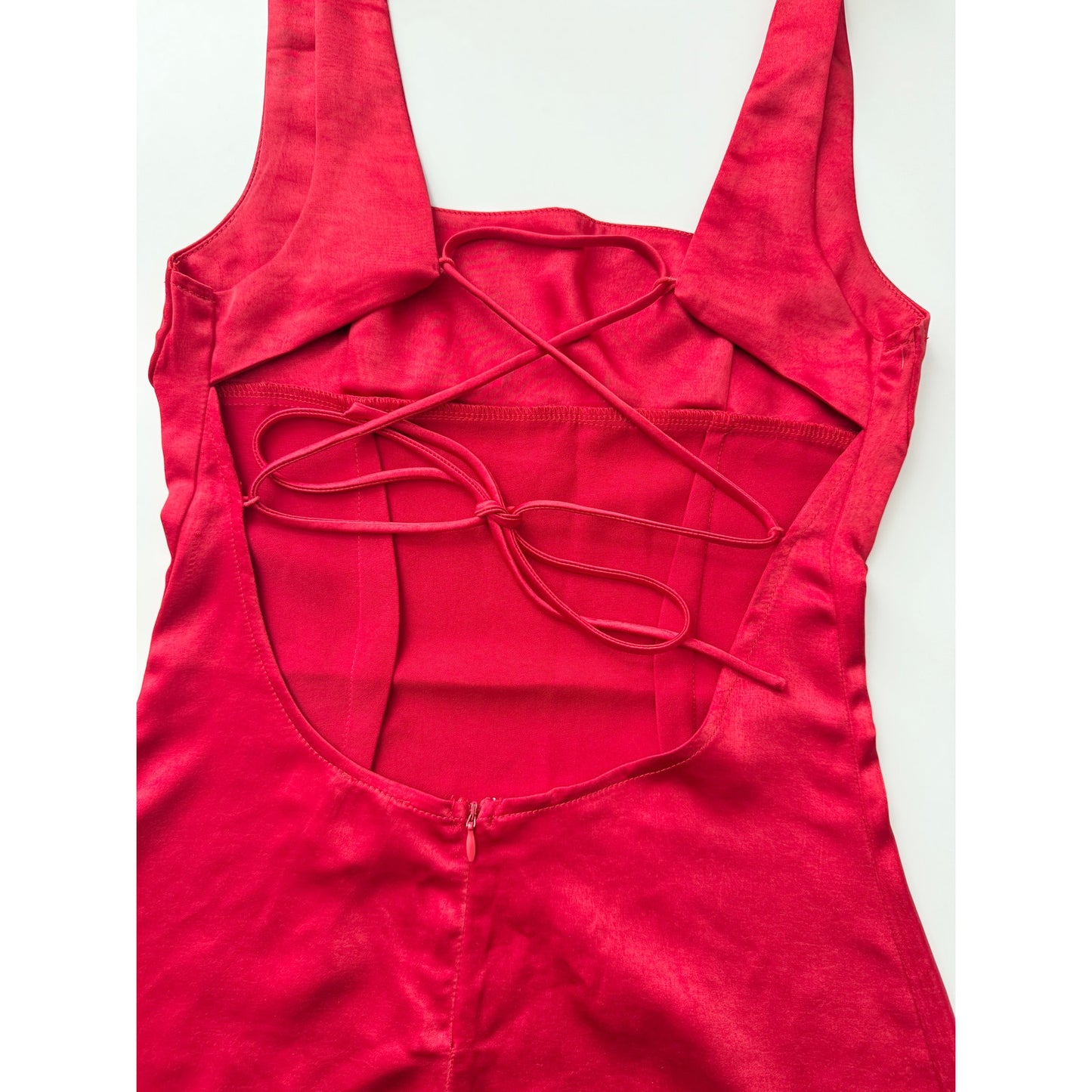 Princess polly red satin squareneck mini dress - size 4