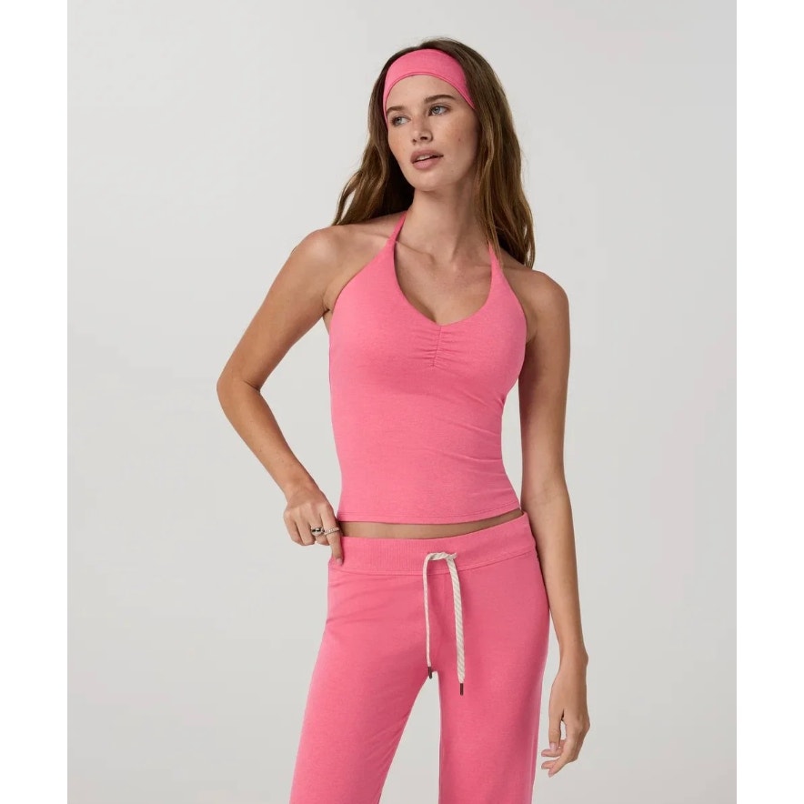Vuori halo halter ruched tank top - size small