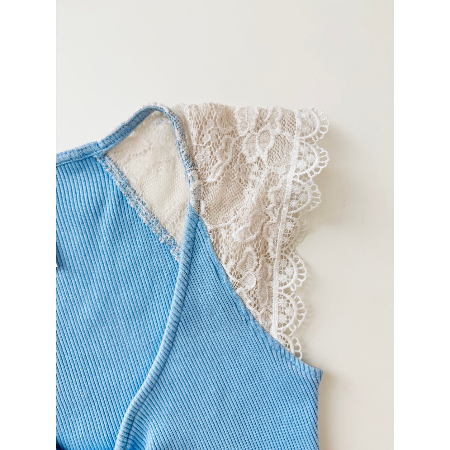 free people blue lace crop tee - size XS