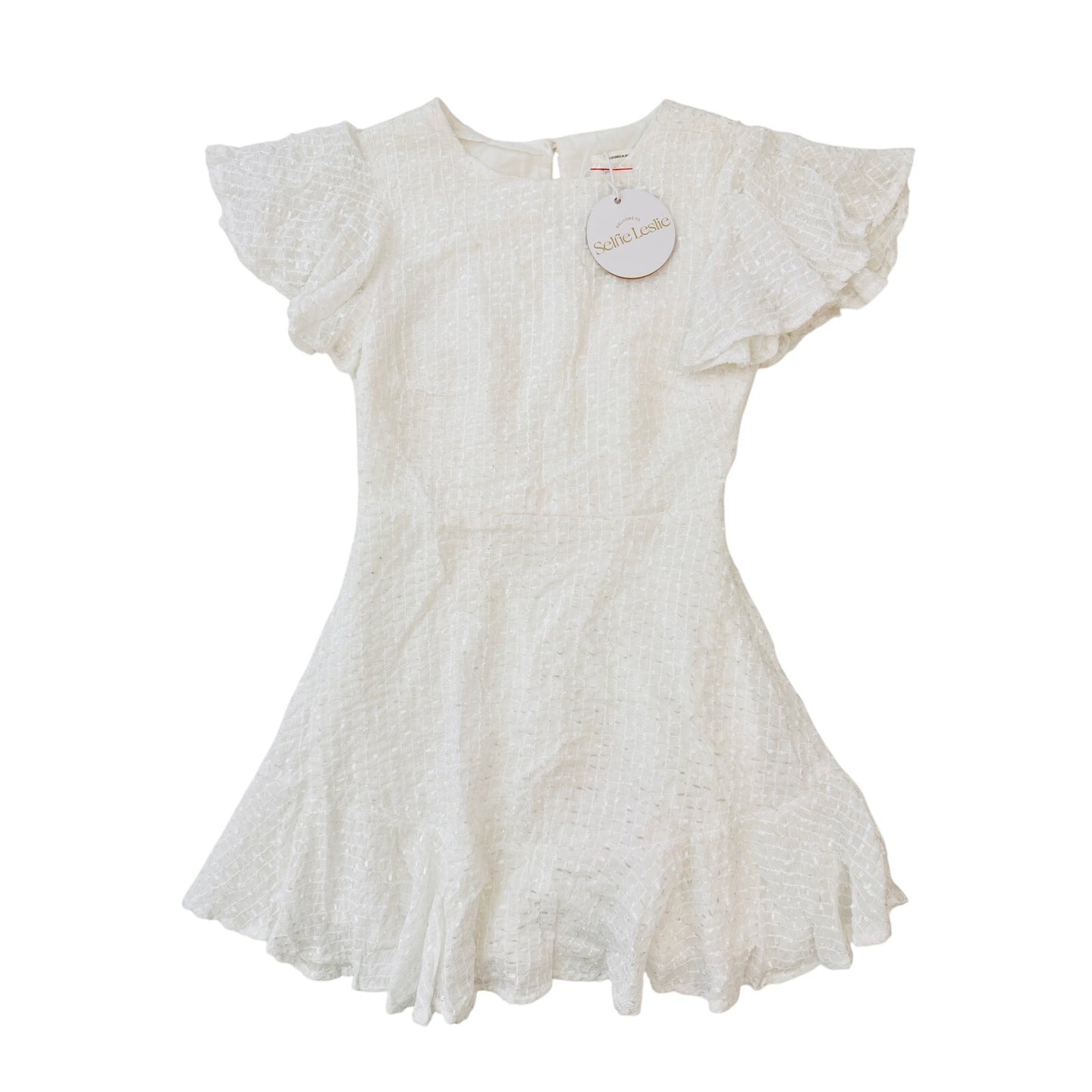 selfie leslie white short sleeve mini dress  - size small