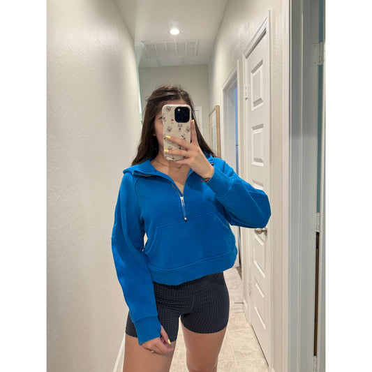 lululemon pipe dream blue scuba 1/2 zip scuba hoodie - size XS/S