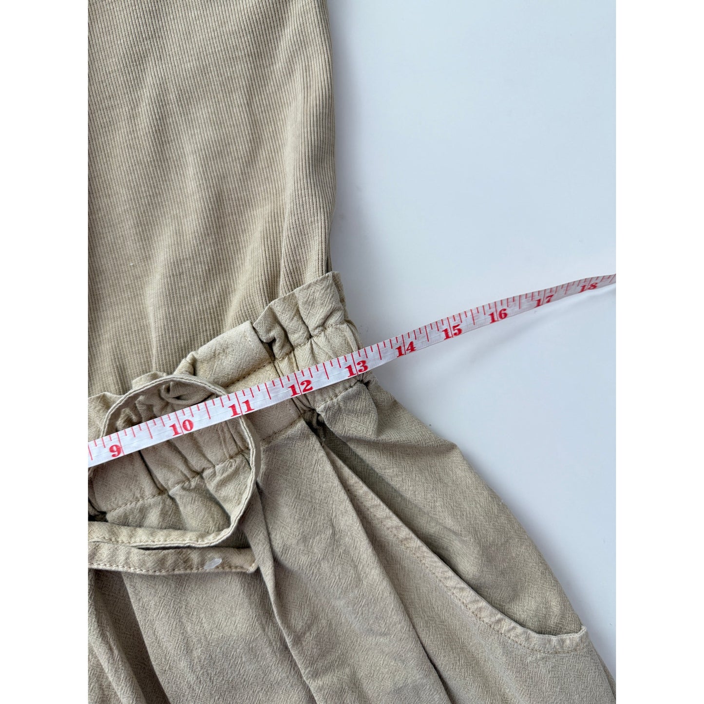Free People mixed media tan jumpsuit - size small