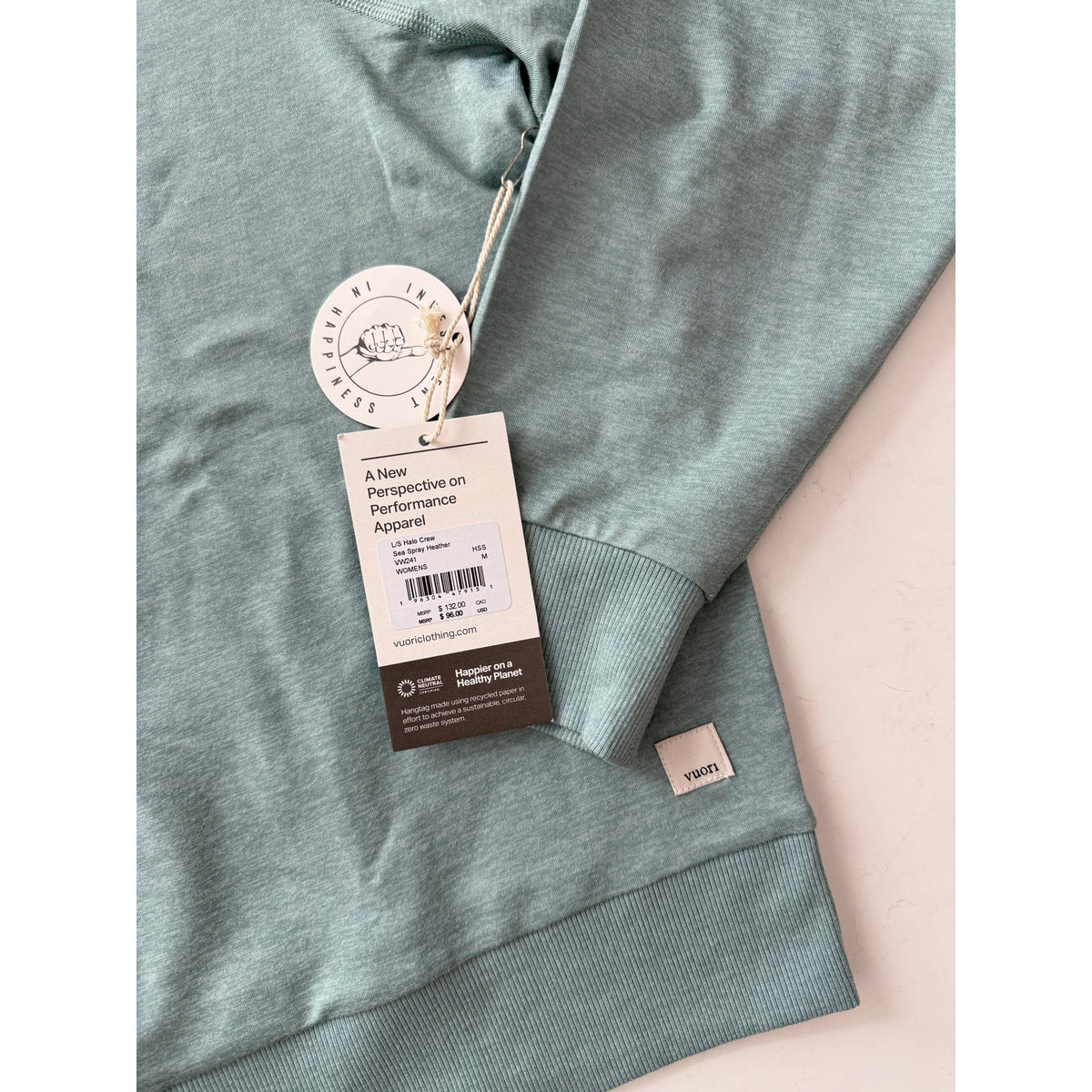 Vuori sea spray heather halo crewneck - size medium