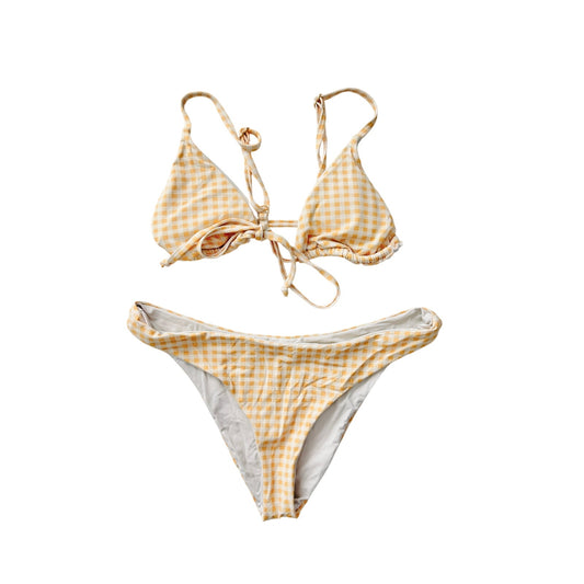 dippin daisys yellow gingham bikini set - size small