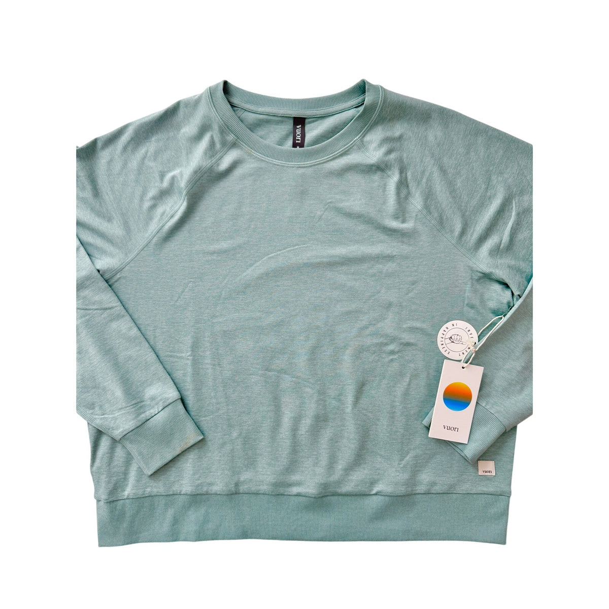 Vuori sea spray heather halo crewneck - size medium