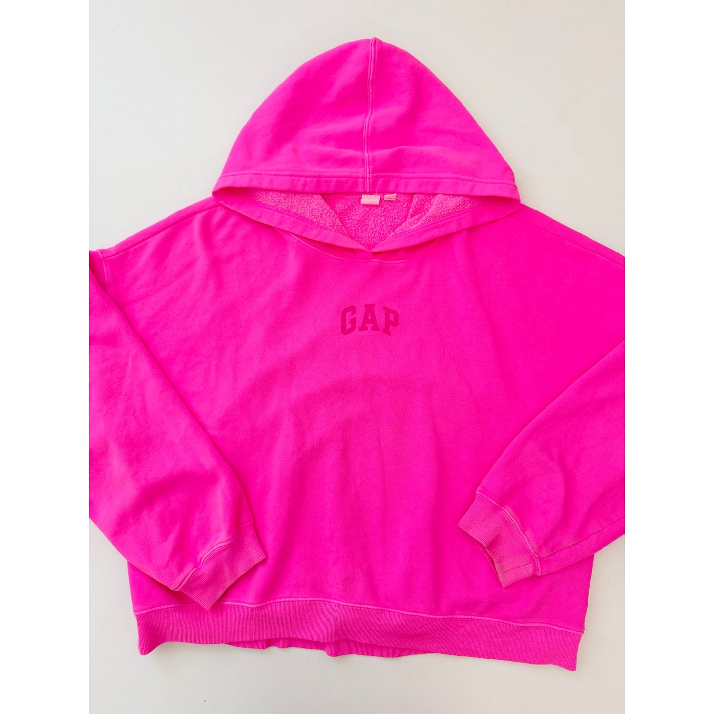 gap pink mini logo cropped hoodie - size large