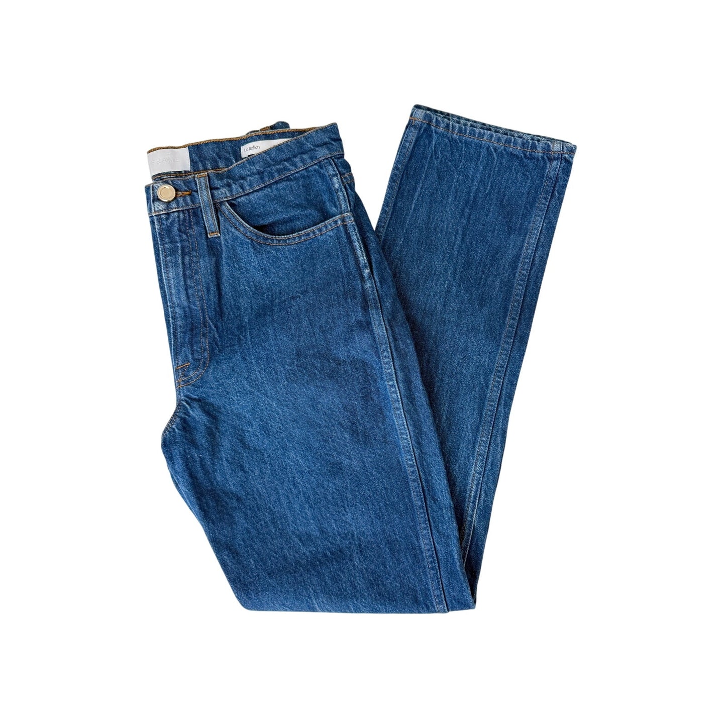 Frame dark wash high rise true straight leg jeans - size 28