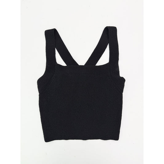 aritzia wilfred cayenne black knit crop top - size small