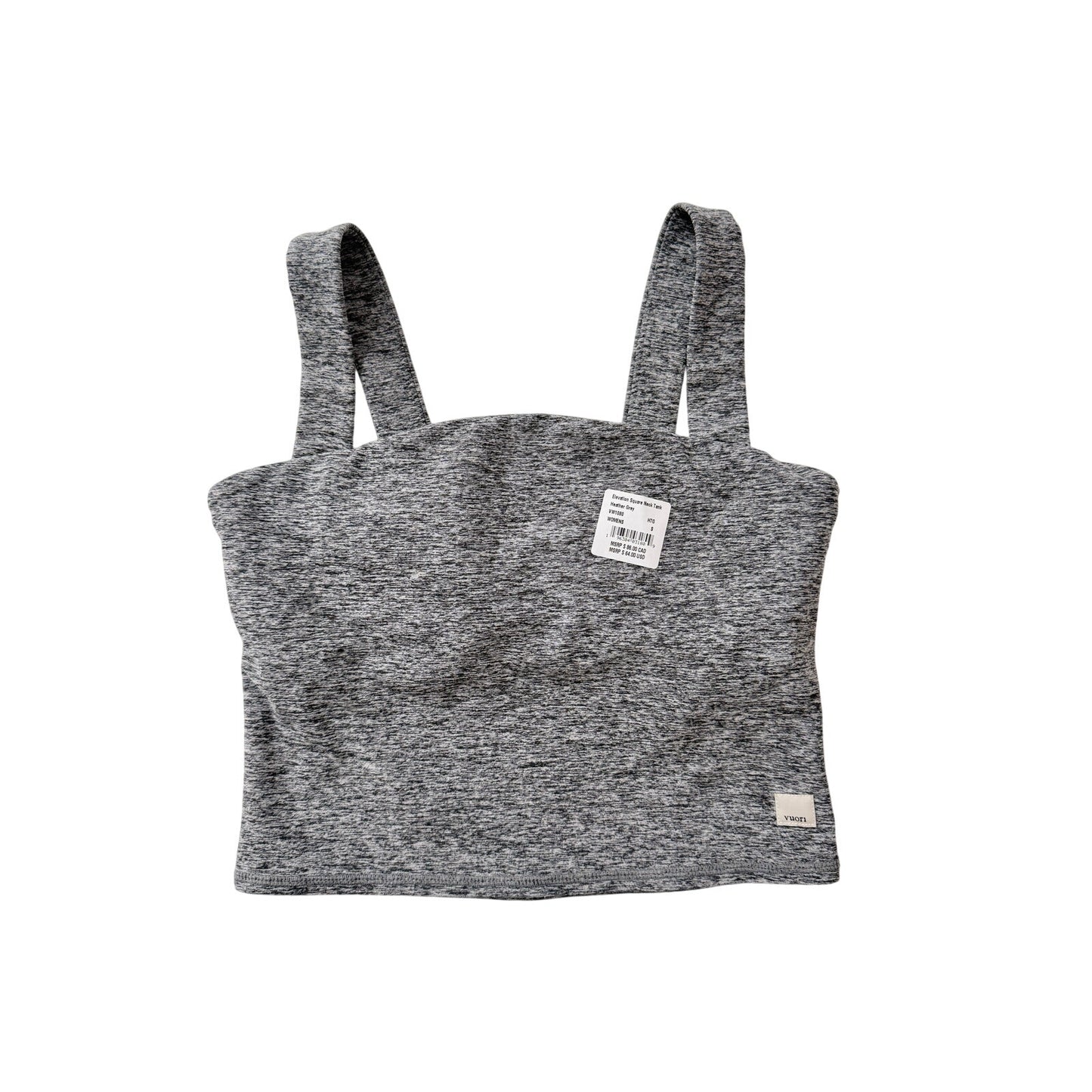 Vuori elevation square neck tank heather grey - size small