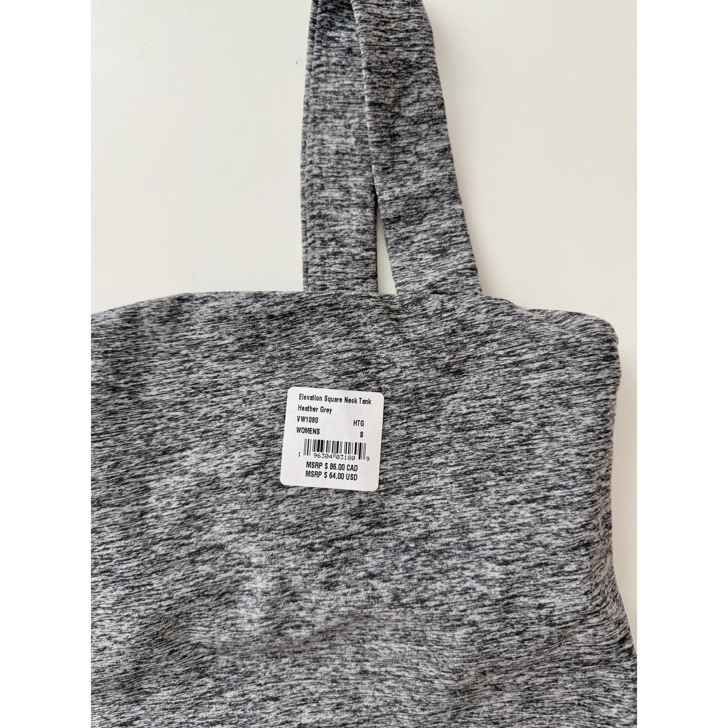 Vuori elevation square neck tank heather grey - size small