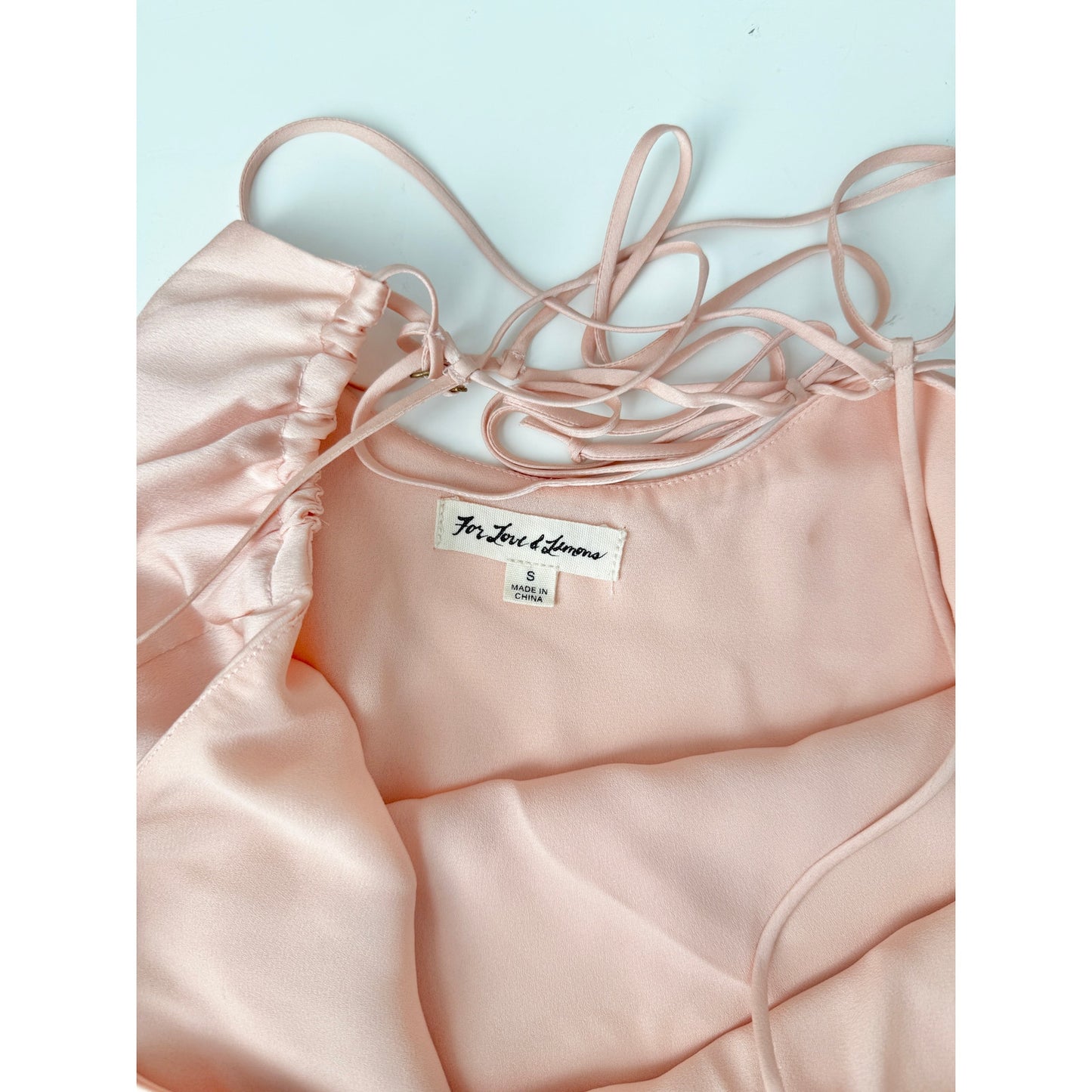 For love and lemons pink satin slip dress - size small