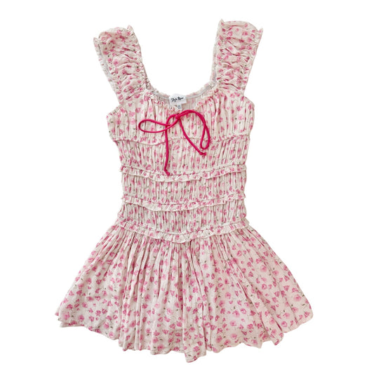 Sky to moon pink smocked mini dress - size medium