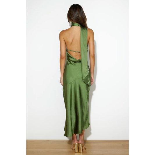 Hello Molly athenian satin maxi dress - size small