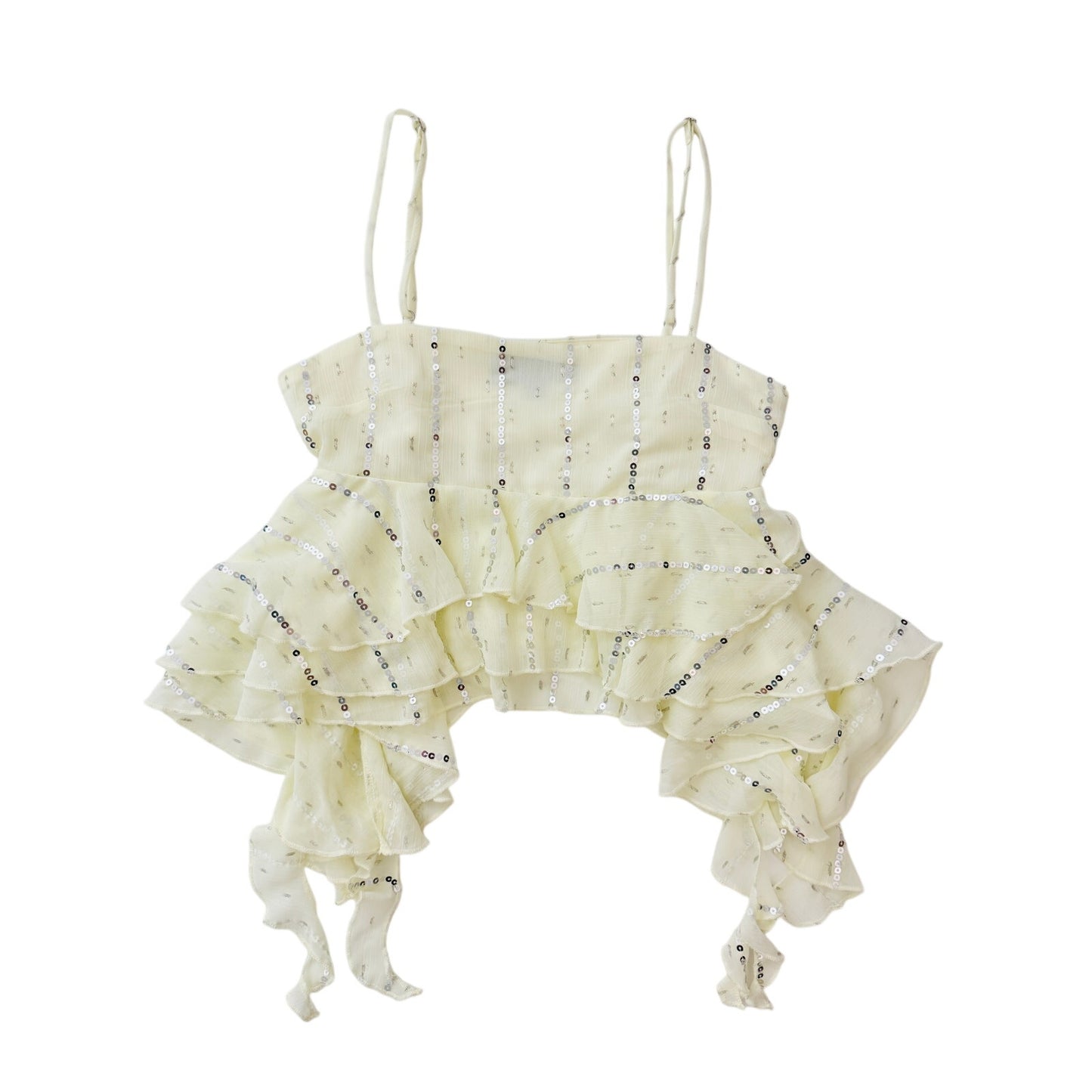 zara butter yellow sequin tank top - size XS