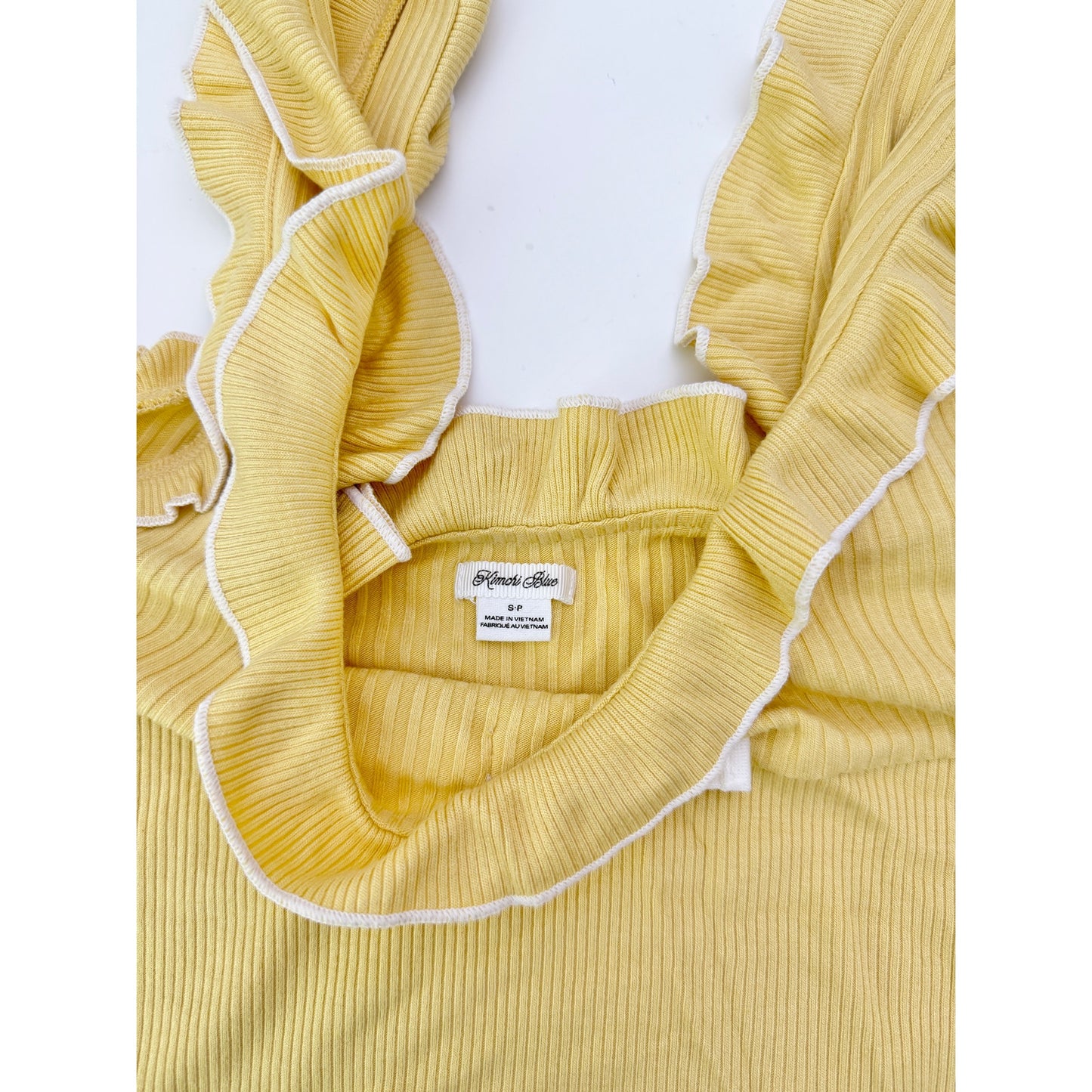 Kimichi Blue yellow bow ribbed tank - size small