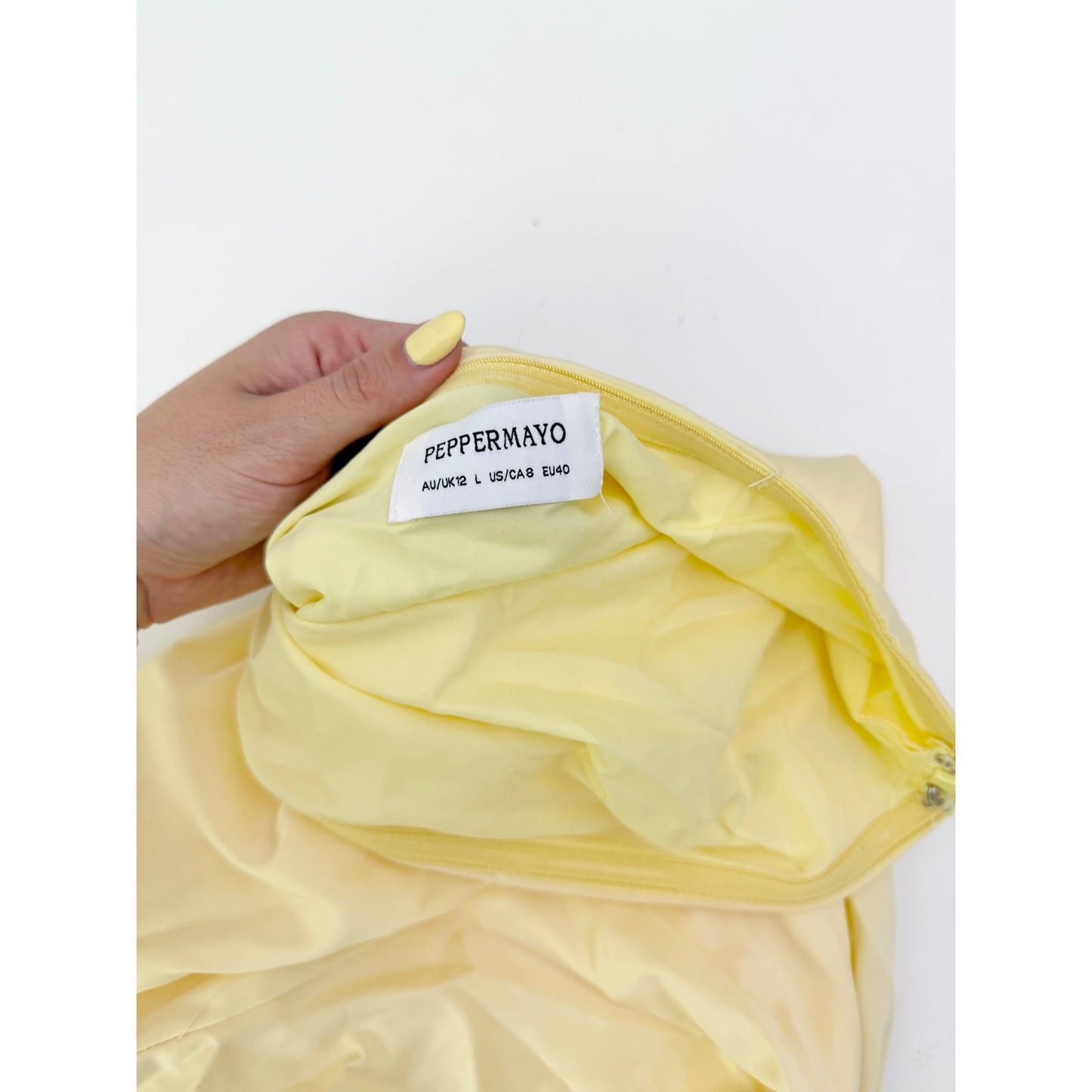 Peppermayo bodie satin yellow maxi dress - size large