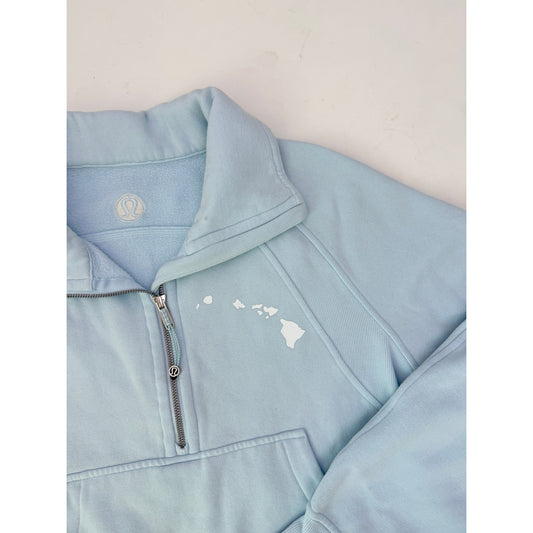 Lululemon Hawaii blue linen scuba 1/2 zip funnel neck - Size M/L