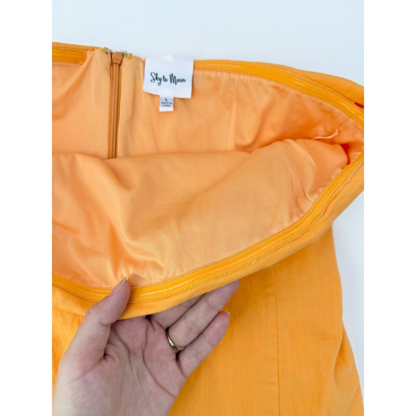 Sky to moon orange strapless mini dress - size large