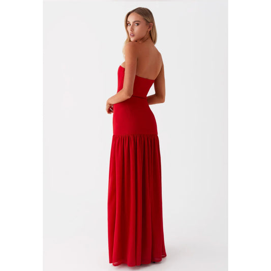 Peppermayo red eden strapless maxi dress - size 4