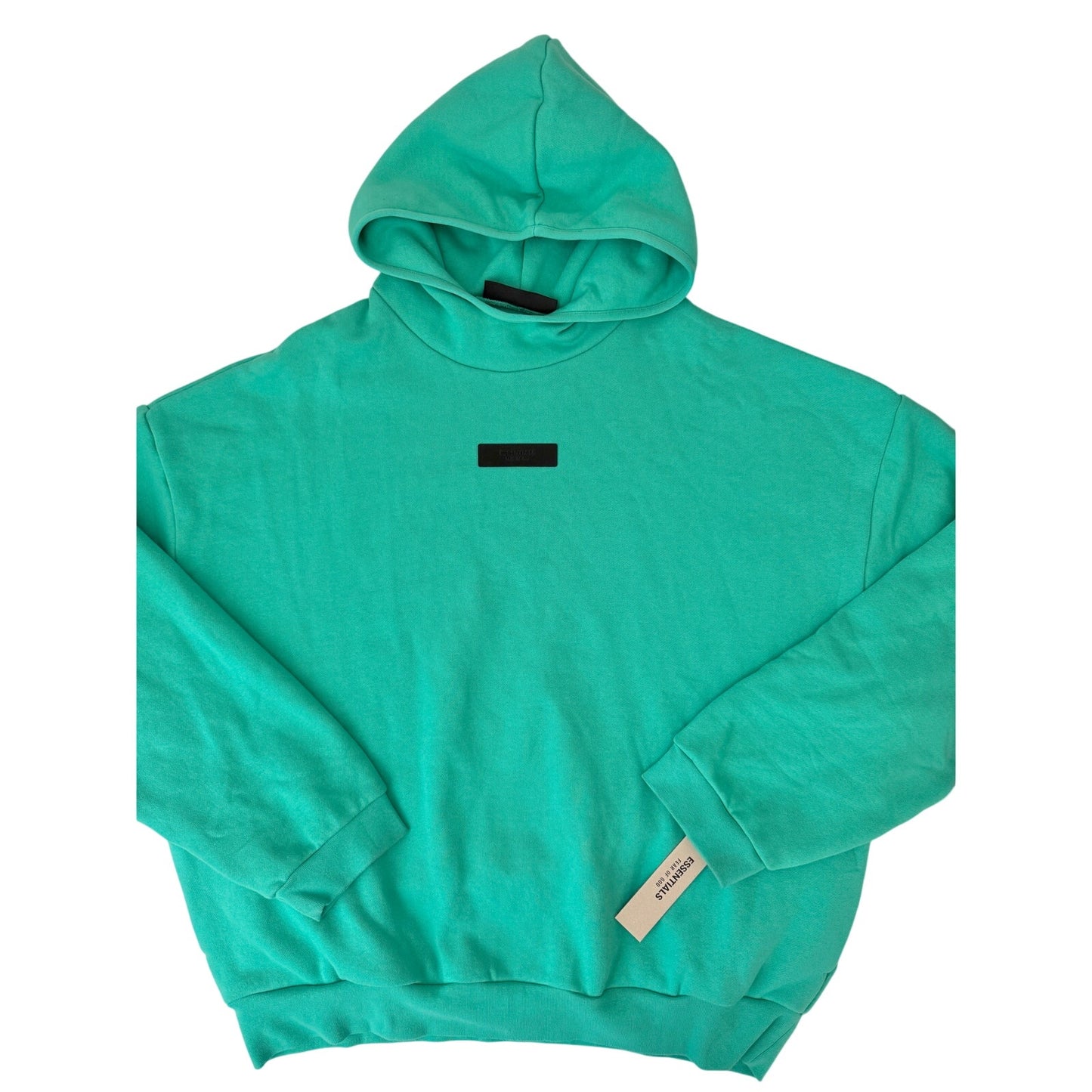 Fear of God Essentials teal hoodie - size large