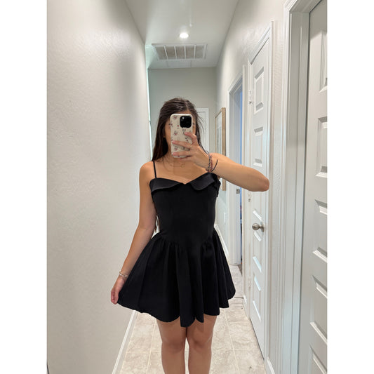 Kimchi Blue Black Drop Waist Mini Dress - Size Small