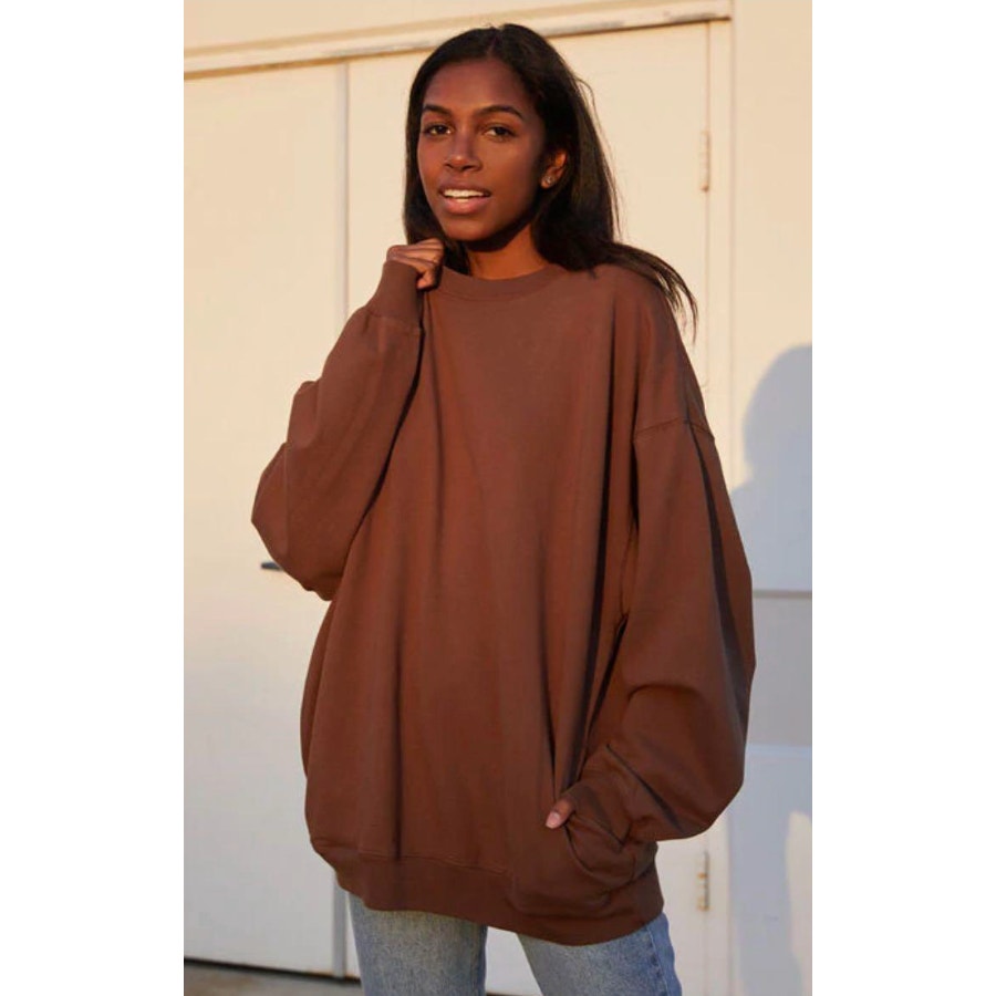 John galt brown erica crewneck with pockets - one size
