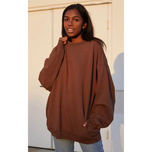 John galt brown erica crewneck with pockets - one size