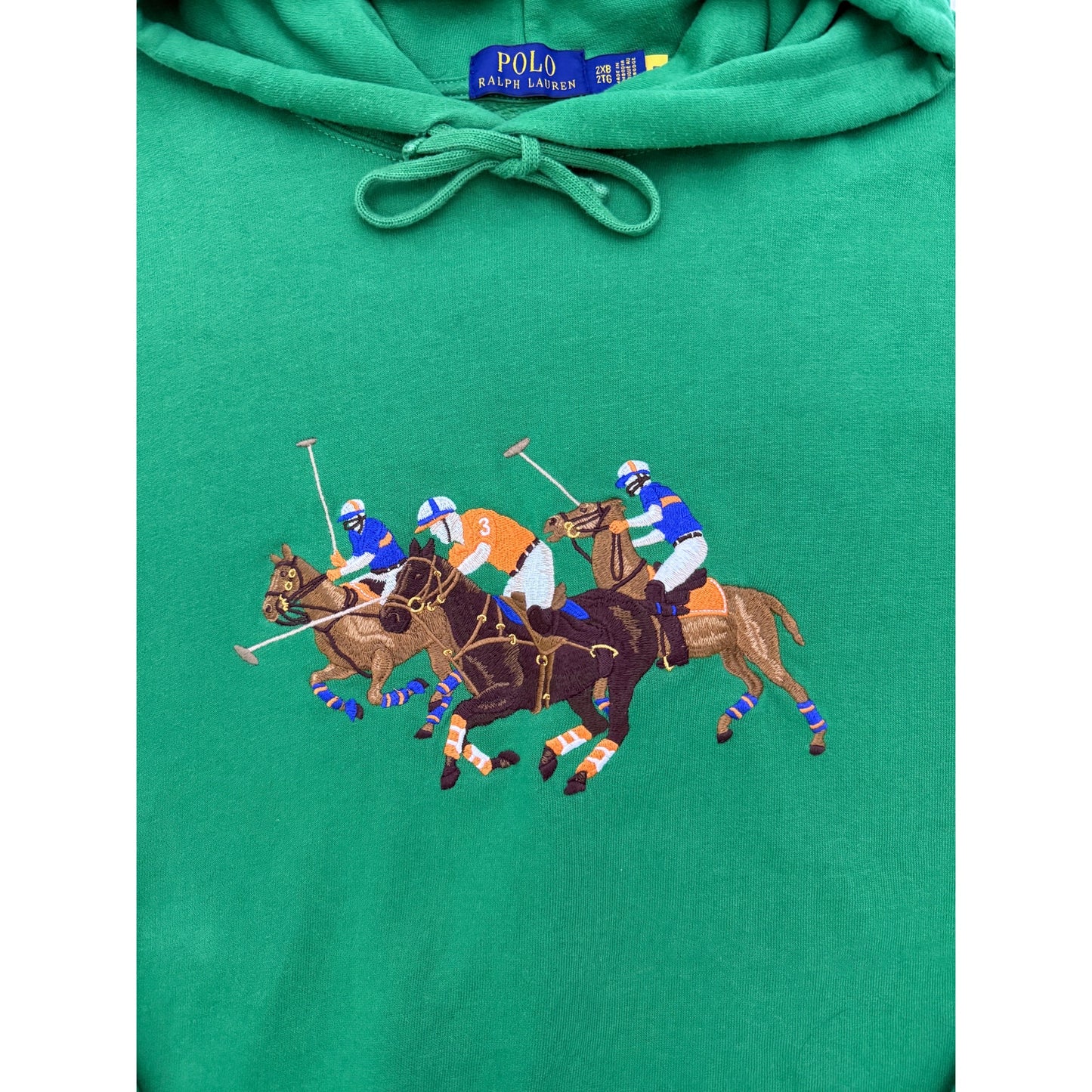Polo Ralph Lauren green triple pony fleece hoodie - size 2X