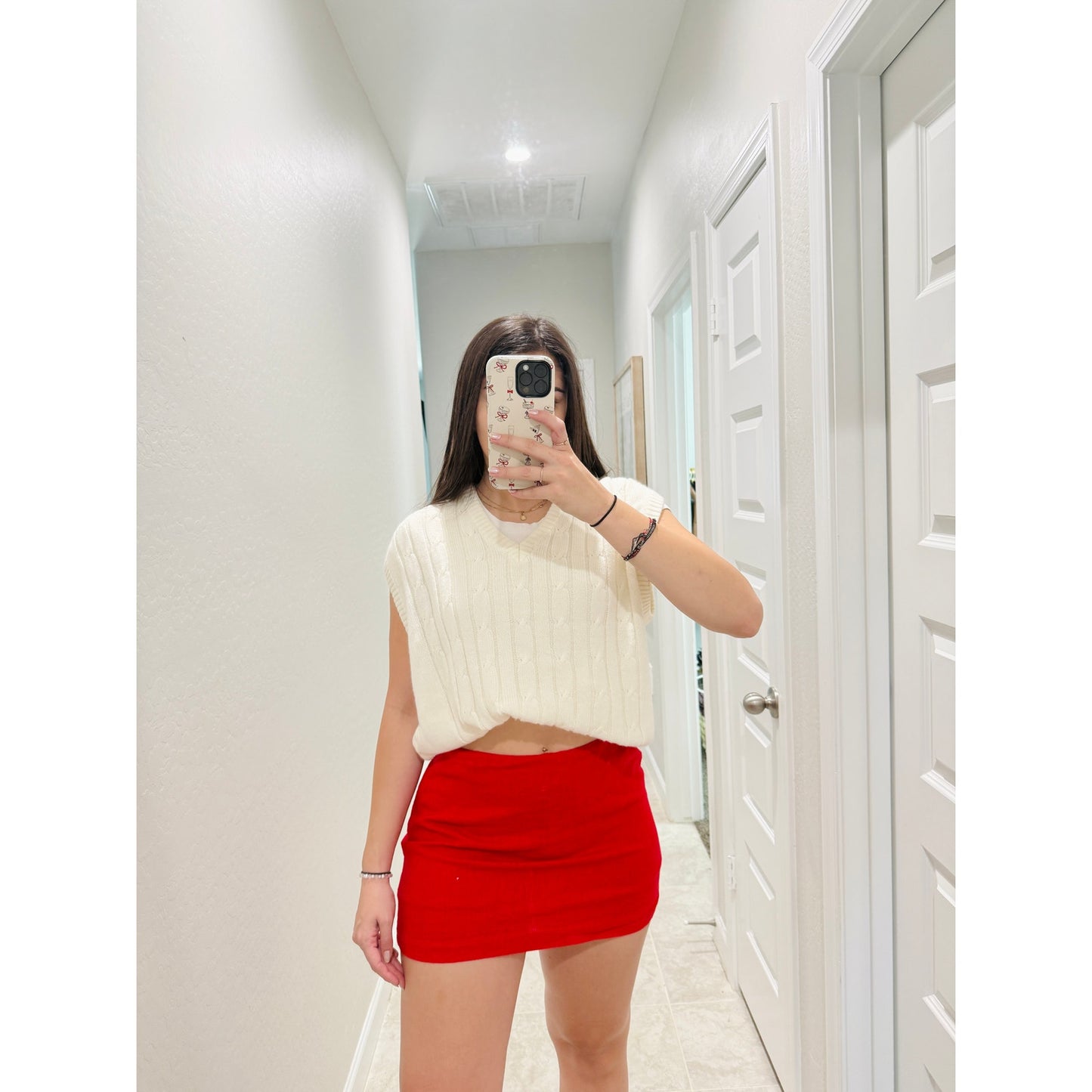 Abercrombie and fitch red scarlett mini skort mid rise - size small